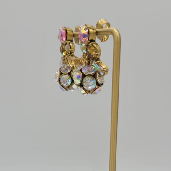 J Crew Gold Tone AB Crystal Ball Earrings - Picture 5 of 7